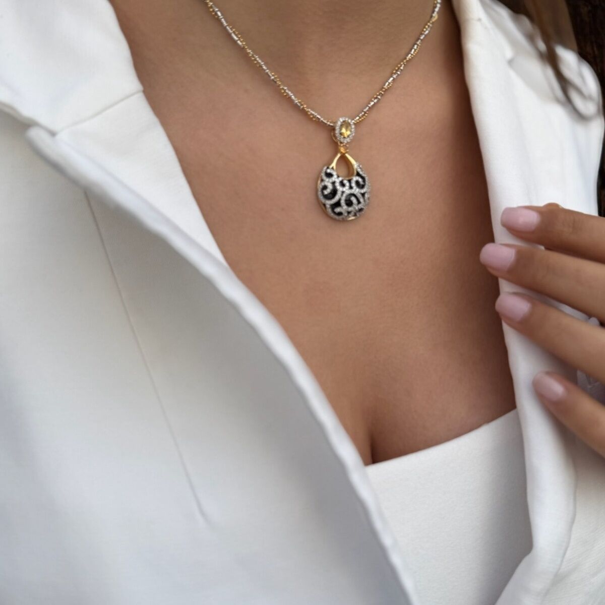 14 AYAR ÖZEL TASARIM İTALYAN ZİNCİRLİ DAMLA MODEL ALTIN KOLYE