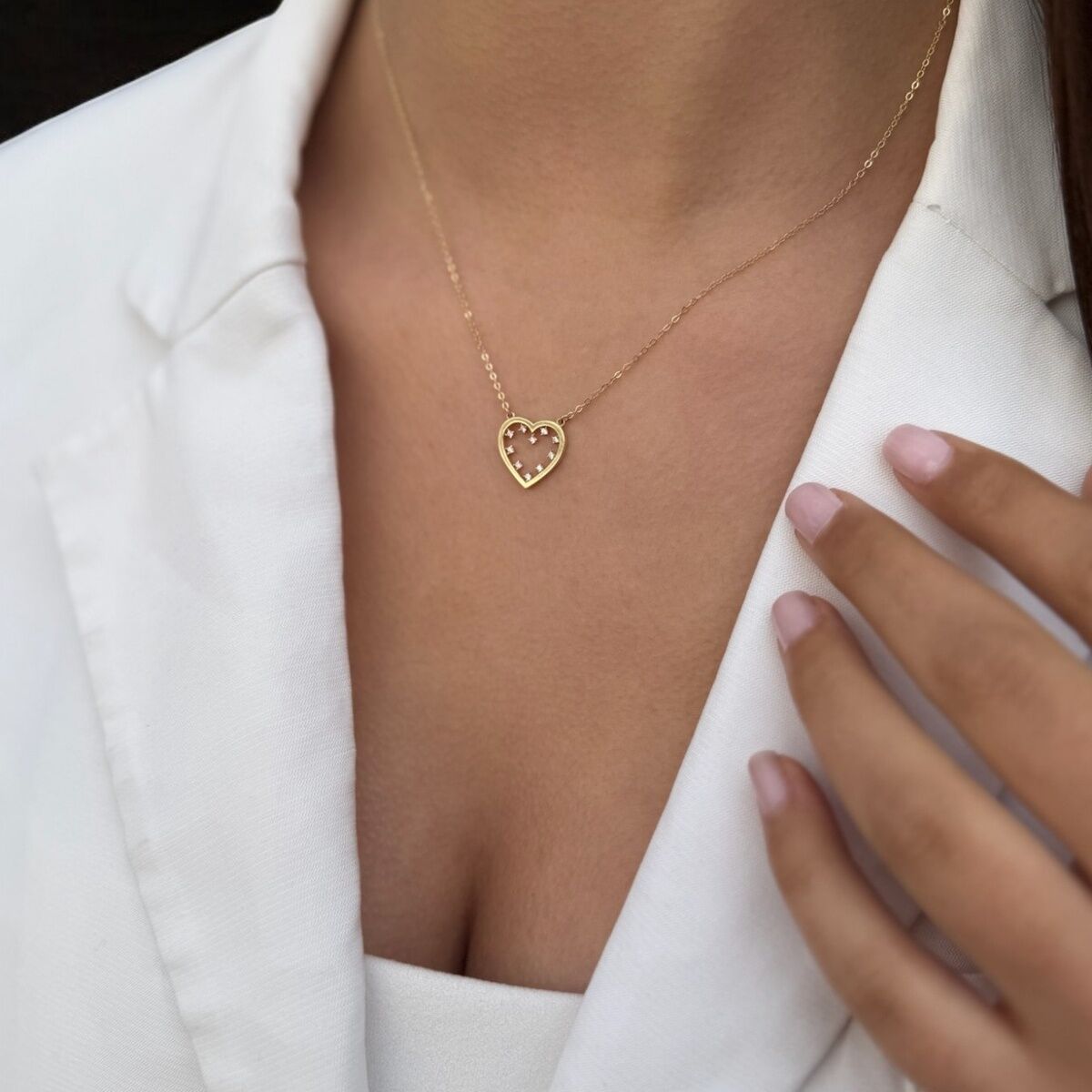 14 Ayar Kalp Altın Kolye