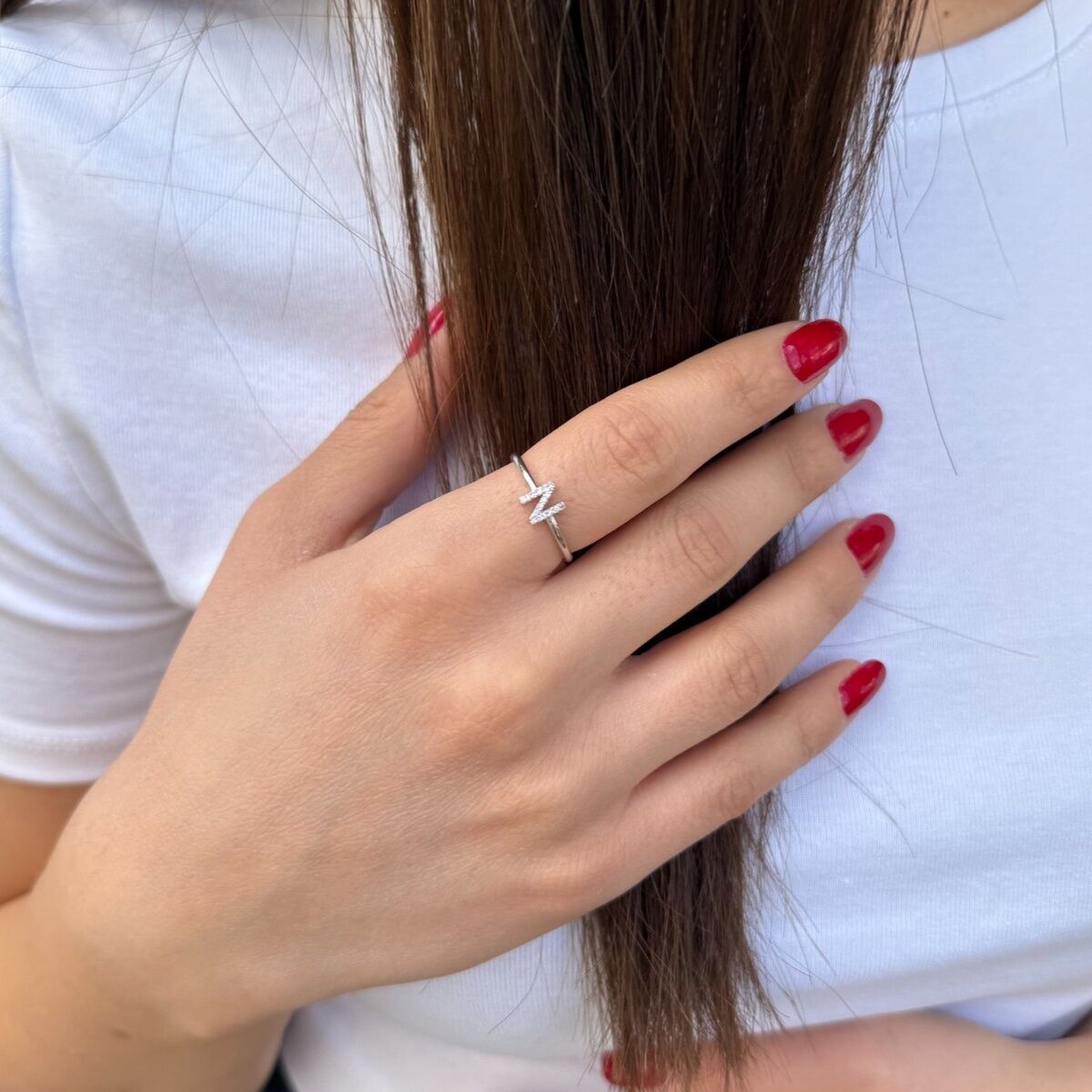 14 AYAR 0,07 CT N HARFİ PIRLANTA YÜZÜK