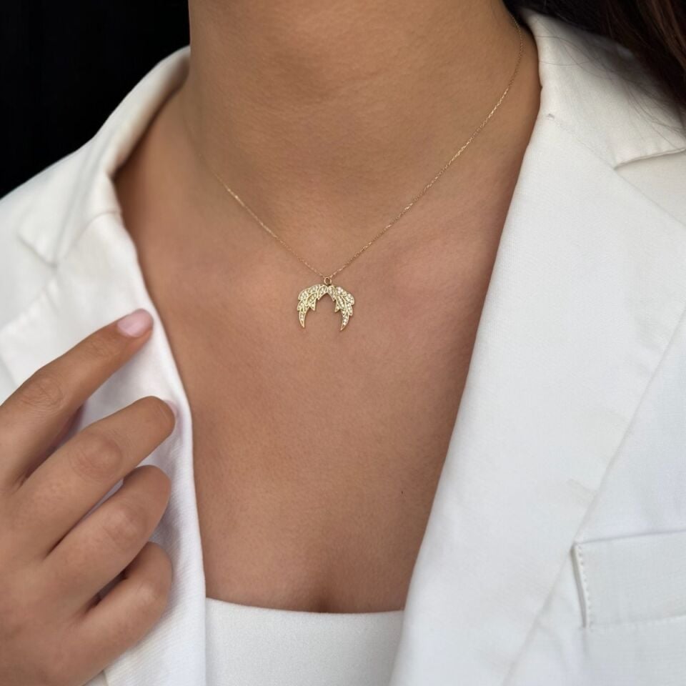 14 Ayar Melek Kanadı Altın Kolye