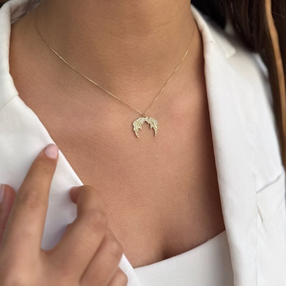 14 Ayar Melek Kanadı Altın Kolye