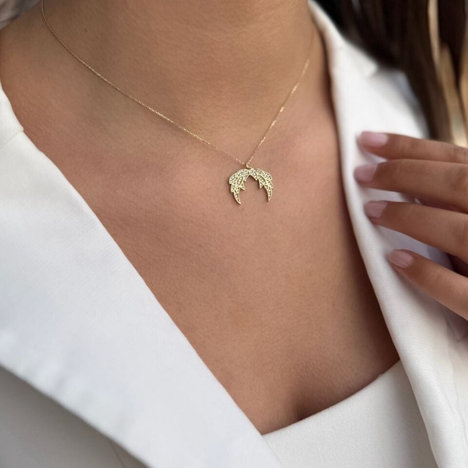 14 Ayar Melek Kanadı Altın Kolye