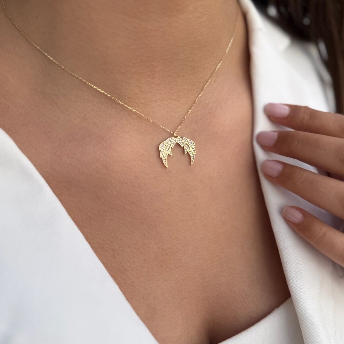 14 Ayar Melek Kanadı Altın Kolye