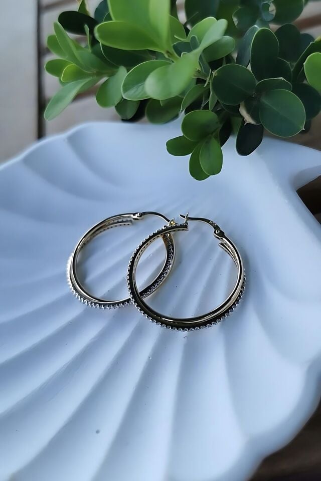 14 AYAR İTALYAN ÇİFT SIRA MODEL HALKA ALTIN KÜPE