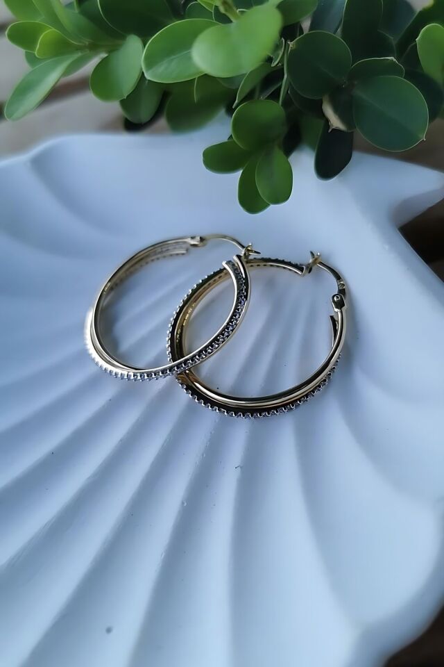 14 AYAR İTALYAN ÇİFT SIRA MODEL HALKA ALTIN KÜPE