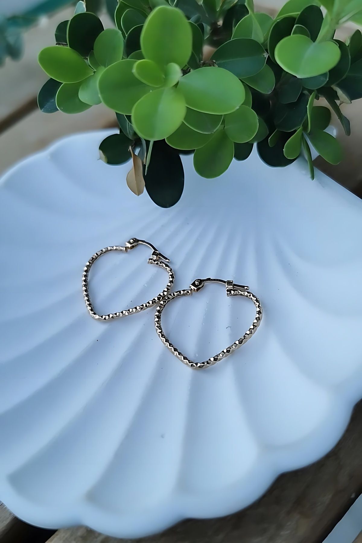 14 AYAR İTALYAN KALP HALKA KÜPE