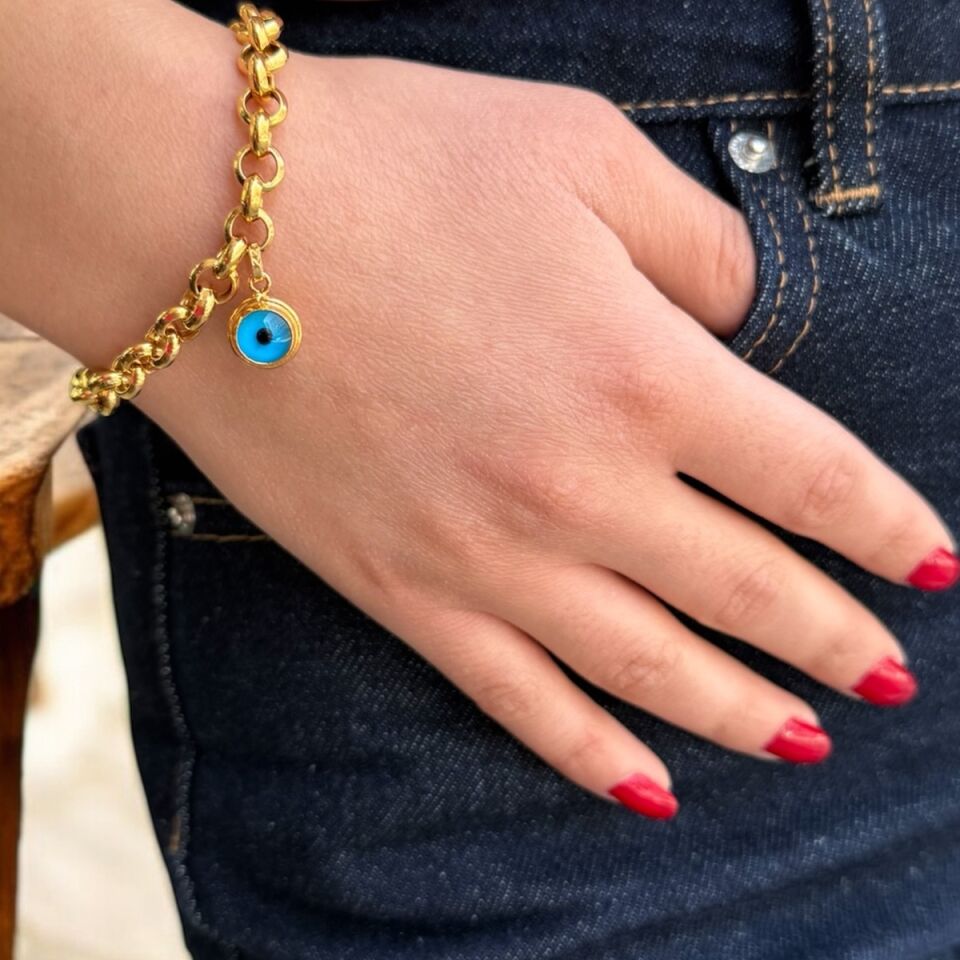 22 AYAR NAZAR BONCUKLU ALTIN BİLEKLİK