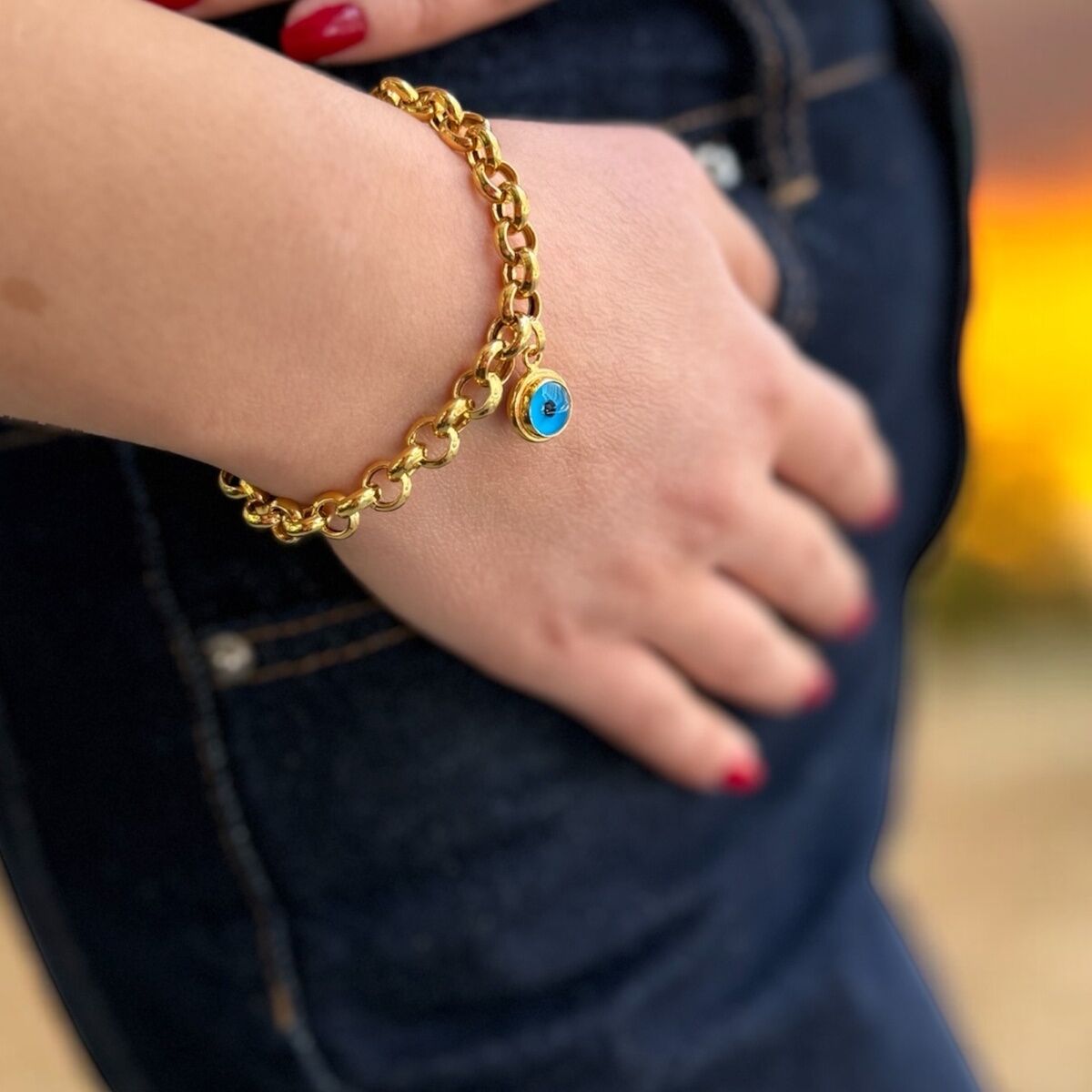 22 AYAR NAZAR BONCUKLU ALTIN BİLEKLİK