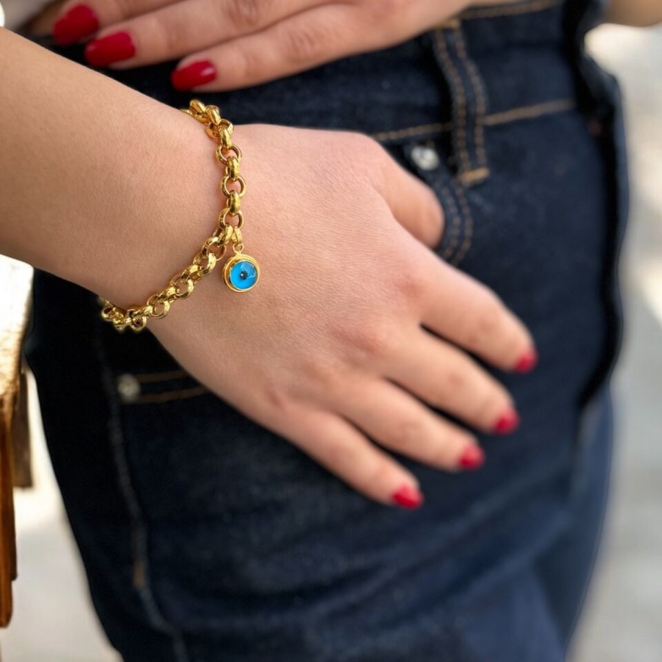 22 AYAR NAZAR BONCUKLU ALTIN BİLEKLİK