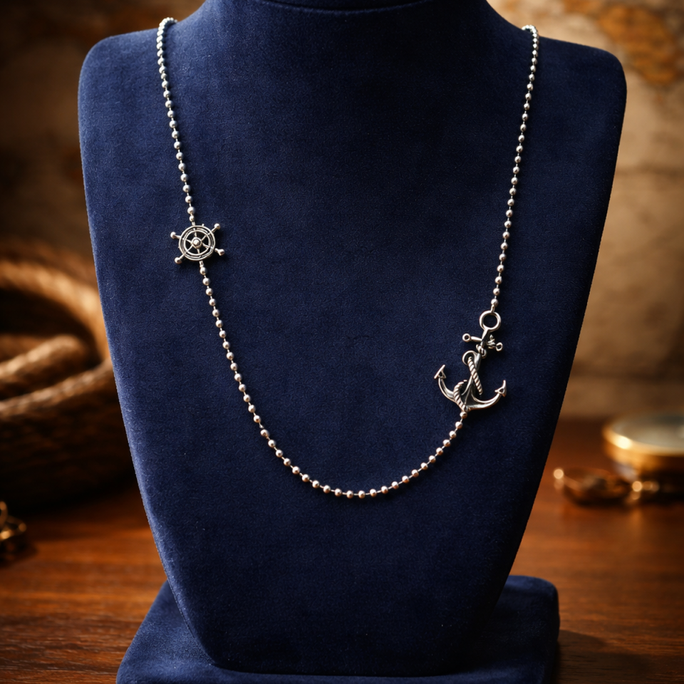 925 AYAR ÖZEL TASARIM ELİŞİ ESKİTME VİNTAGE MODEL ÇAPA DÜMEN ERKEK KOLYE