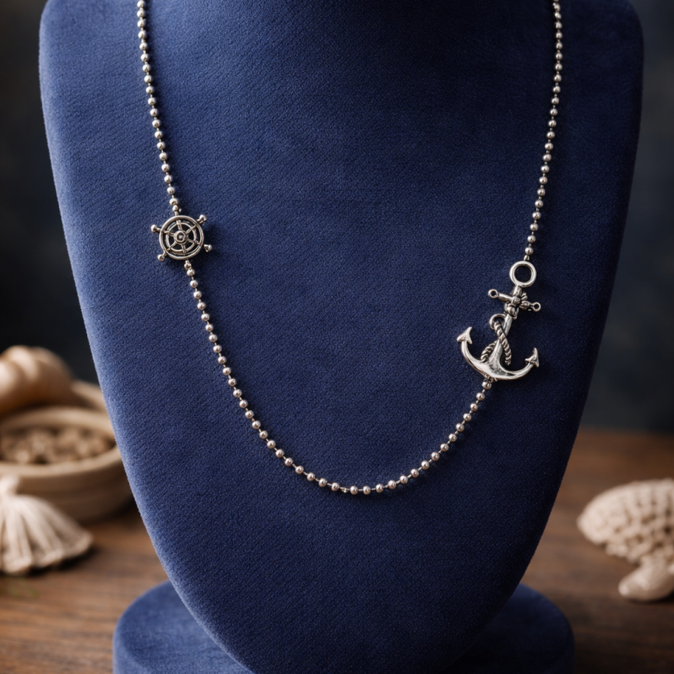 925 AYAR ÖZEL TASARIM ELİŞİ ESKİTME VİNTAGE MODEL ÇAPA DÜMEN ERKEK KOLYE