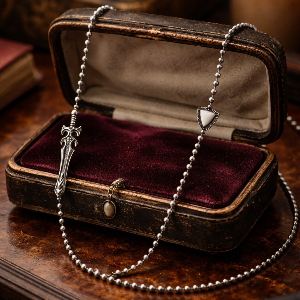 925 AYAR ÖZEL TASARIM ELİŞİ ESKİTME VİNTAGE MODEL BALTA KILIÇ ERKEK KOLYE