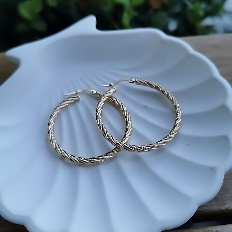 14 AYAR BURGU MODEL BÜYÜK HALKA KÜPE