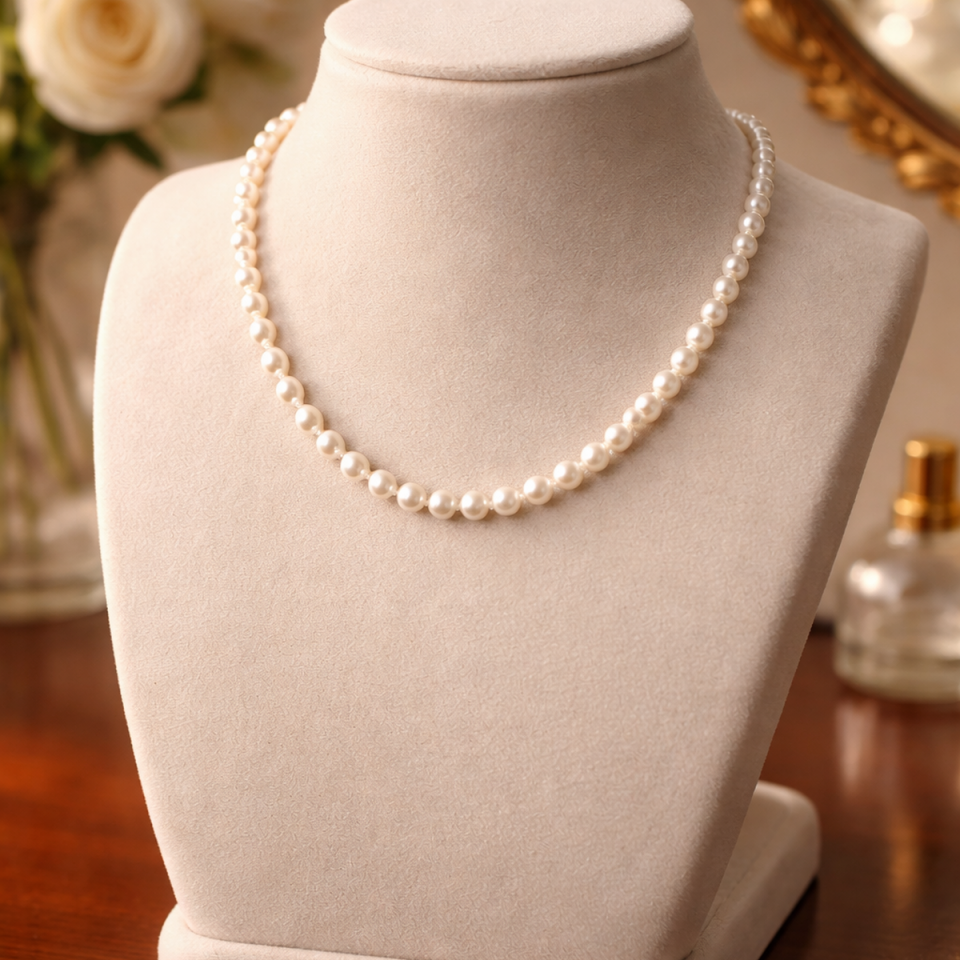 925 AYAR 5MM DİZİ İNCİ KOLYE