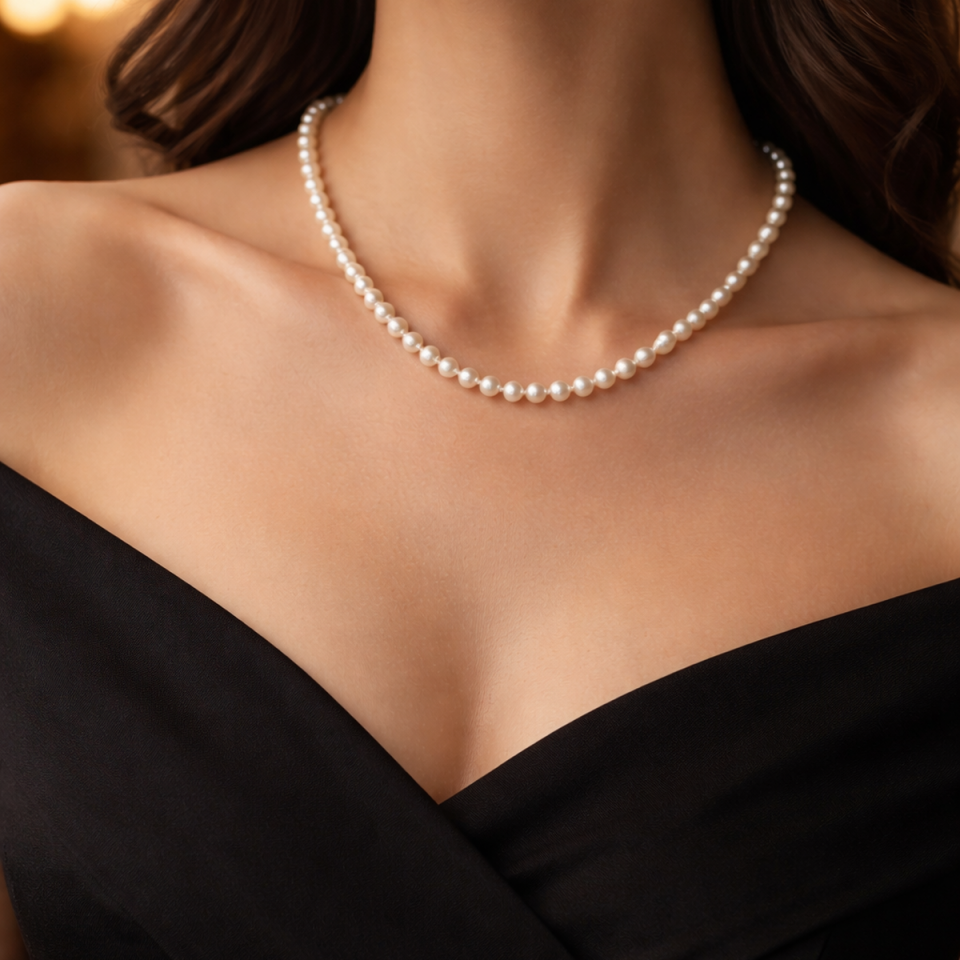 925 AYAR 5MM DİZİ İNCİ KOLYE