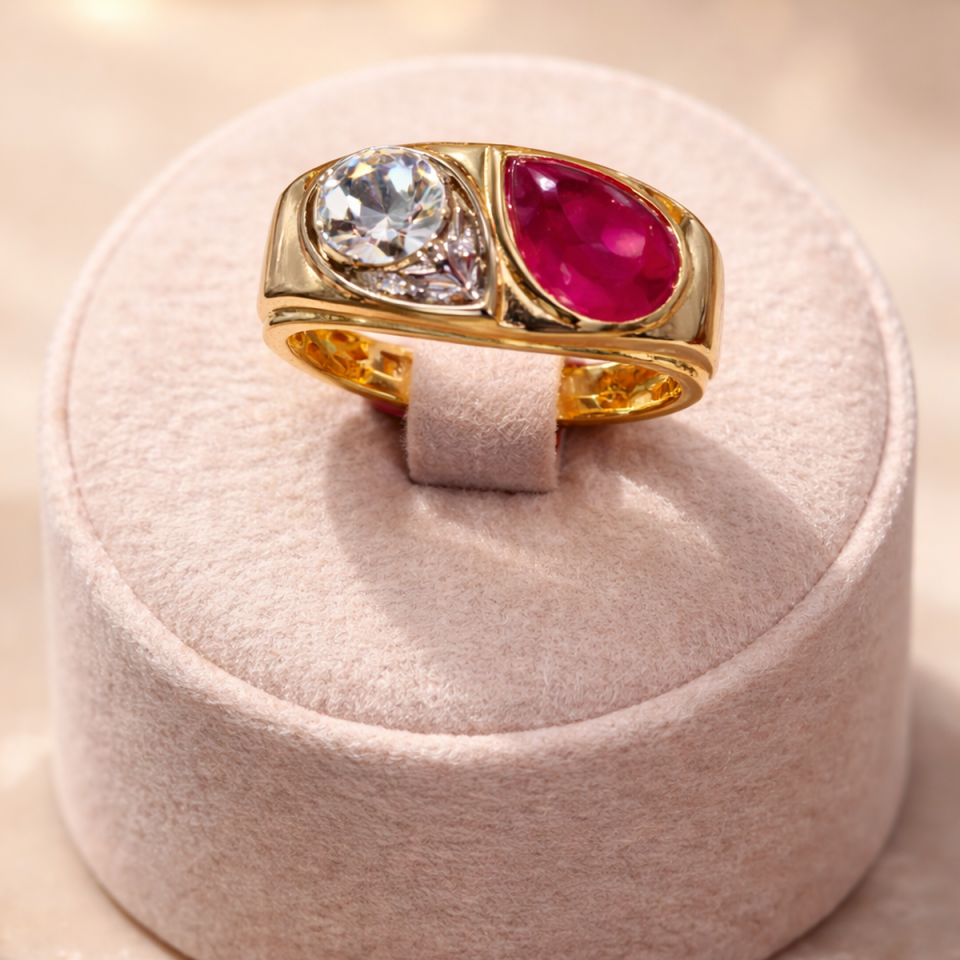 14 AYAR KÖK YAKUT TAŞLI ÖZEL TASARIM ERKEK YÜZÜK