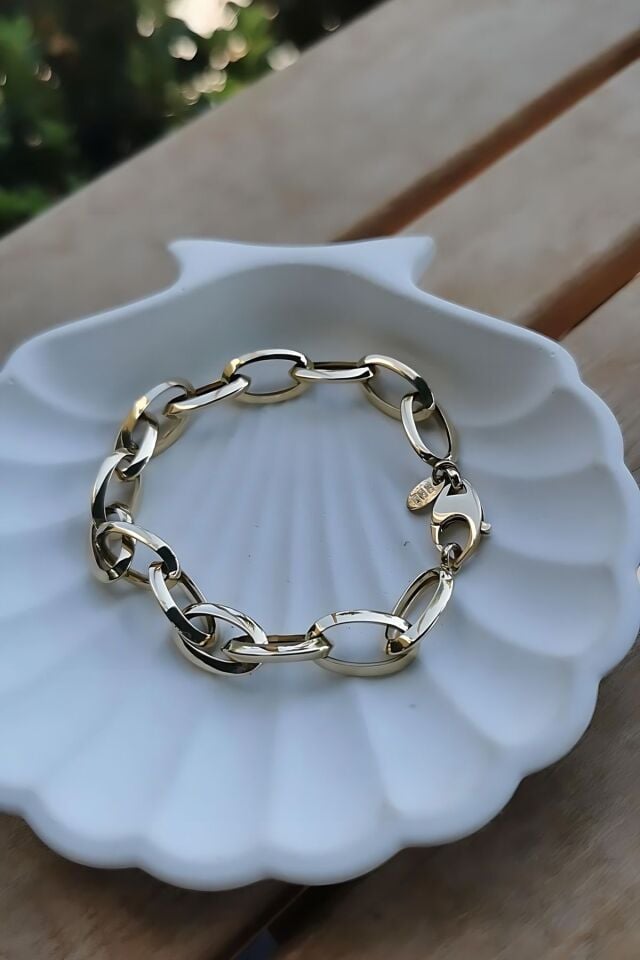 14 Ayar İtalyan Oval Ataç Altin Bileklik