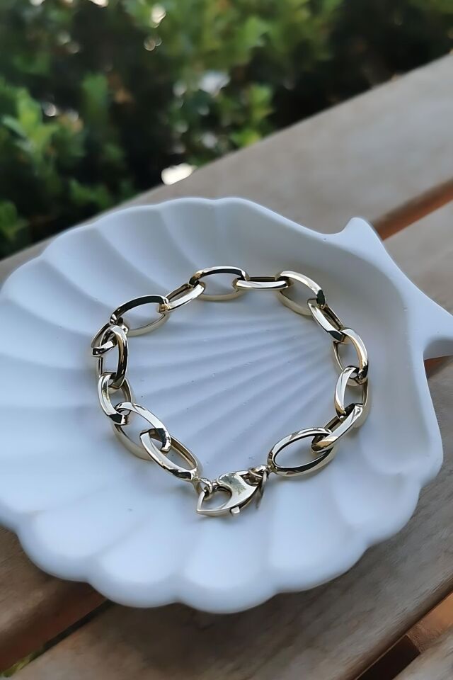 14 Ayar İtalyan Oval Ataç Altin Bileklik