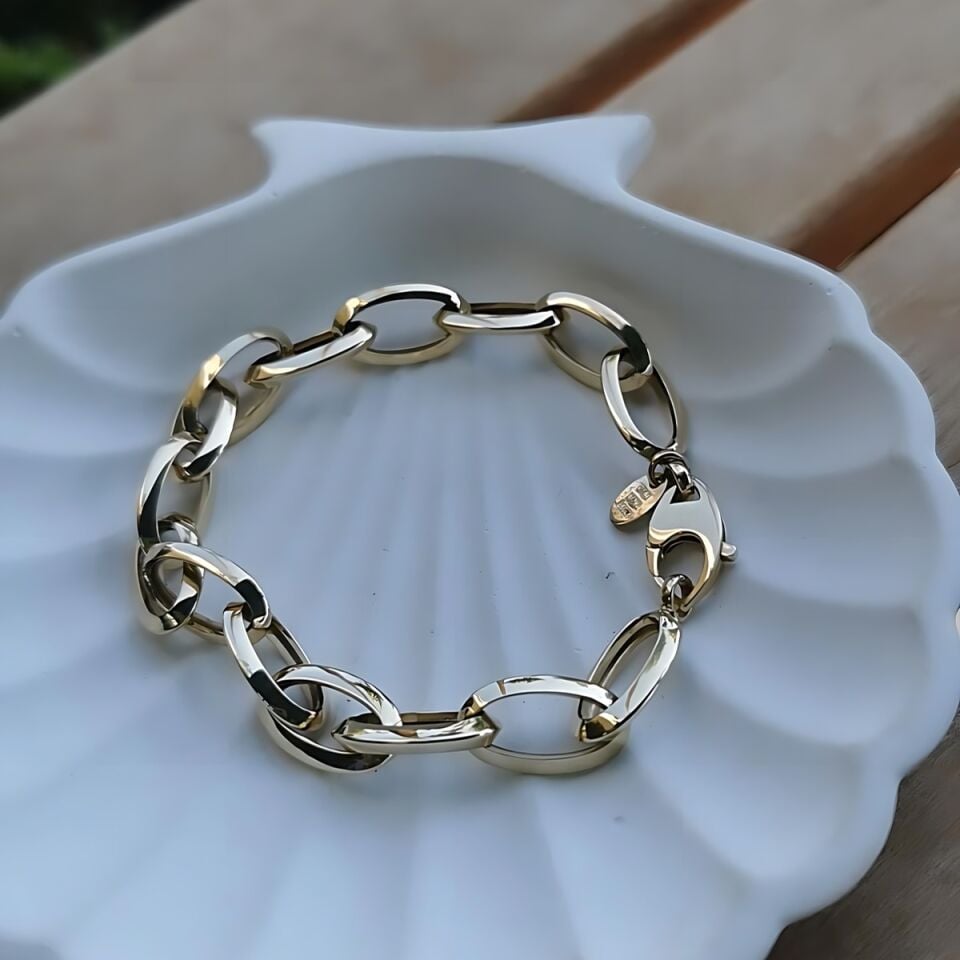 14 Ayar İtalyan Oval Ataç Altin Bileklik