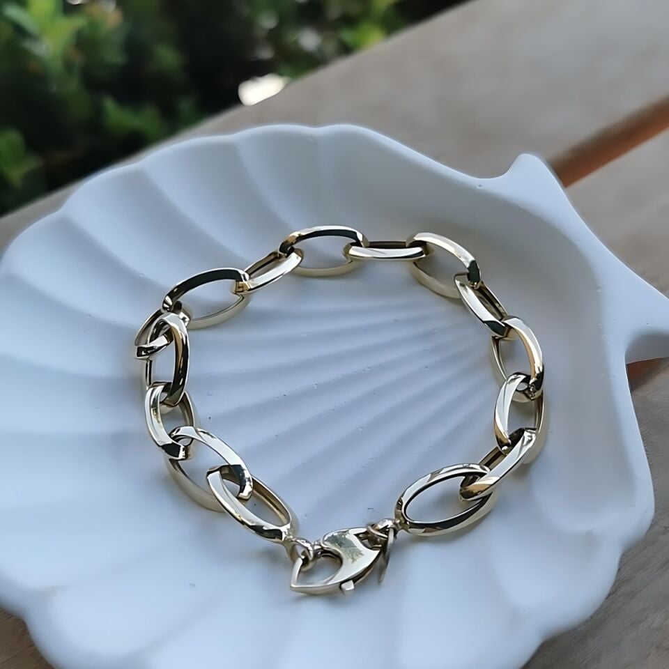 14 Ayar İtalyan Oval Ataç Altin Bileklik