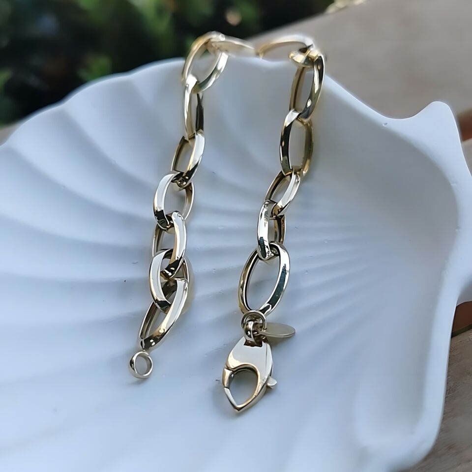 14 Ayar İtalyan Oval Ataç Altin Bileklik