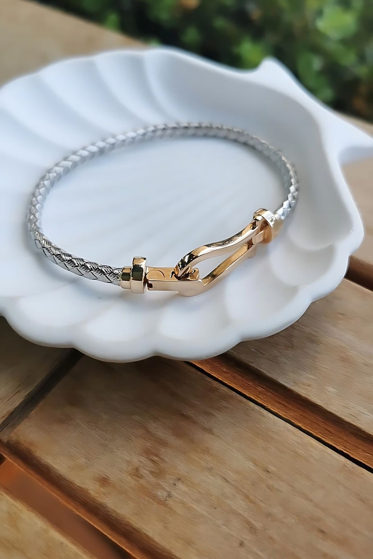 14 AYAR BEYAZ VE ROSE ALTINDAN OLUŞAN İTALYAN BİLEKLİK