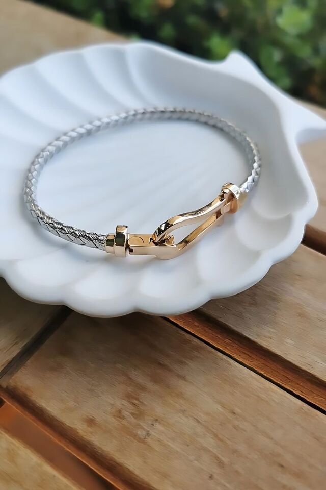 14 AYAR BEYAZ VE ROSE ALTINDAN OLUŞAN İTALYAN BİLEKLİK