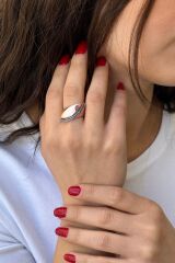 925 AYAR ROSE RENGİ İTALYAN GÜMÜŞ LACİVERT TAŞLI YÜZÜK 14