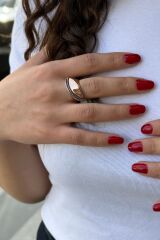 925 AYAR ROSE RENGİ İTALYAN GÜMÜŞ LACİVERT TAŞLI YÜZÜK 14