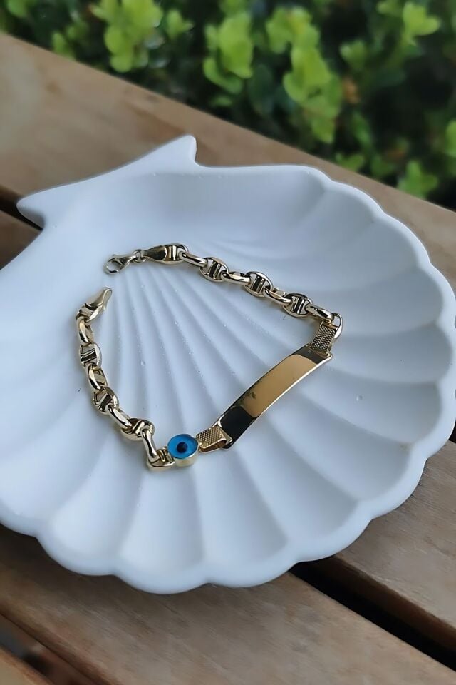 14 AYAR KALIN ZİNCİRLİ NAZAR BONCUKLU ÇOCUK KÜNYE BİLEKLİK