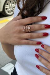 925 AYAR ROSE RENGİ ÖZEL TASARIM KUTUPYILDIZLI GÜMÜŞ YÜZÜK 18