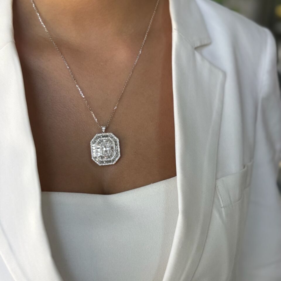 14 AYAR 4,38 CT  F RENGİ PIRLANTA İTALYAN MONTÜR KOLYE