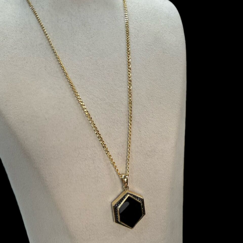 14 AYAR SİYAH MİNELİ İTALYAN KOLYE UÇLU ALTIN KOLYE