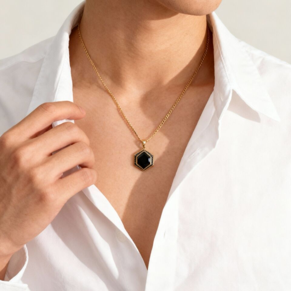 14 AYAR SİYAH MİNELİ İTALYAN KOLYE UÇLU ALTIN KOLYE