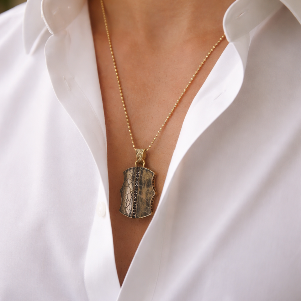 14 AYAR TOPTOP ZİNCİRLİ ÖZEL TASARIM İTALYAN KALKAN KOLYE UÇLU ALTIN ERKEK KOLYE