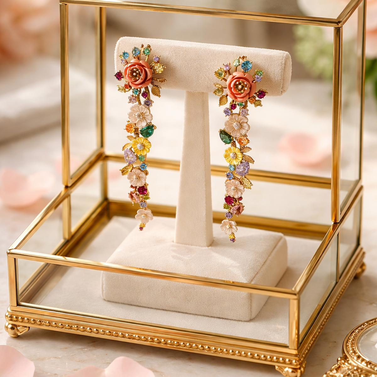 14 Ayar Özel Tasarım İtalyan Çiçek Modeli Altın Küpe