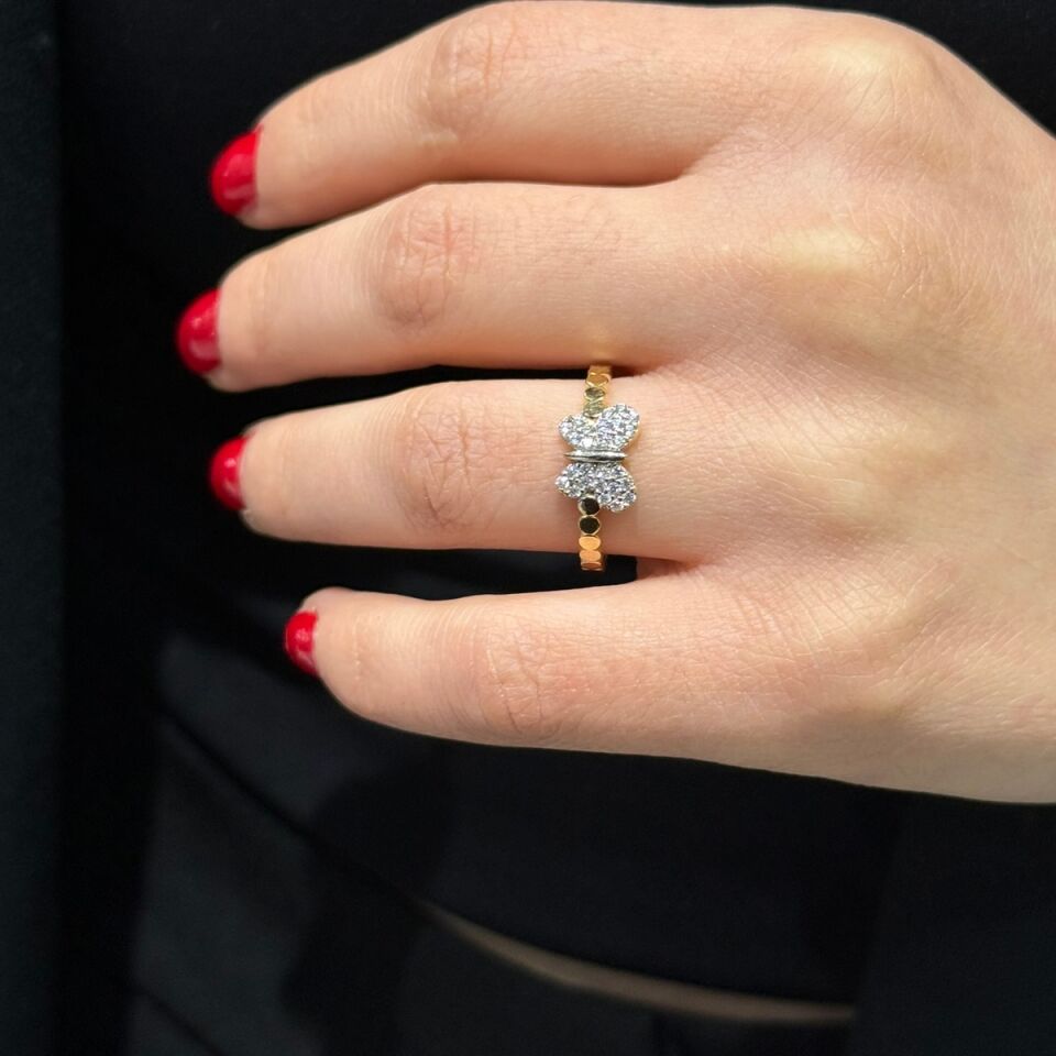 14 Ayar İtalyan Tasarım Kelebek Yüzük