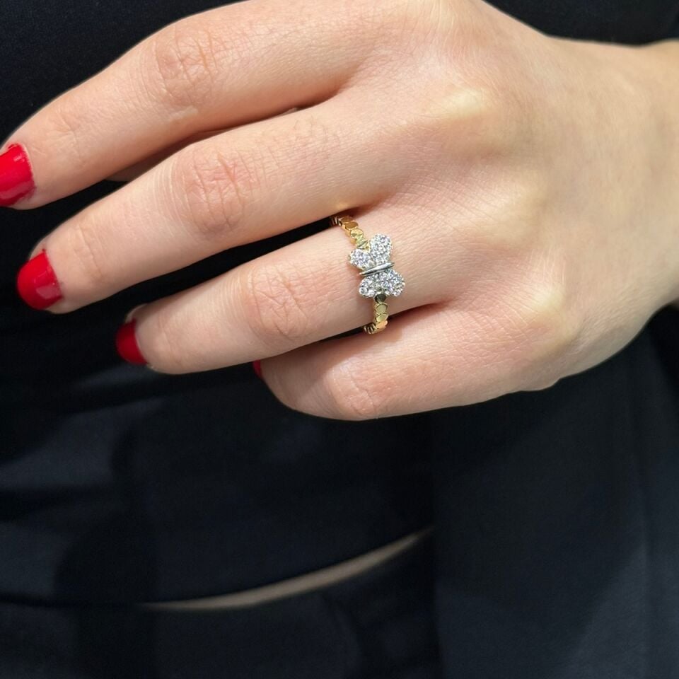 14 Ayar İtalyan Tasarım Kelebek Yüzük