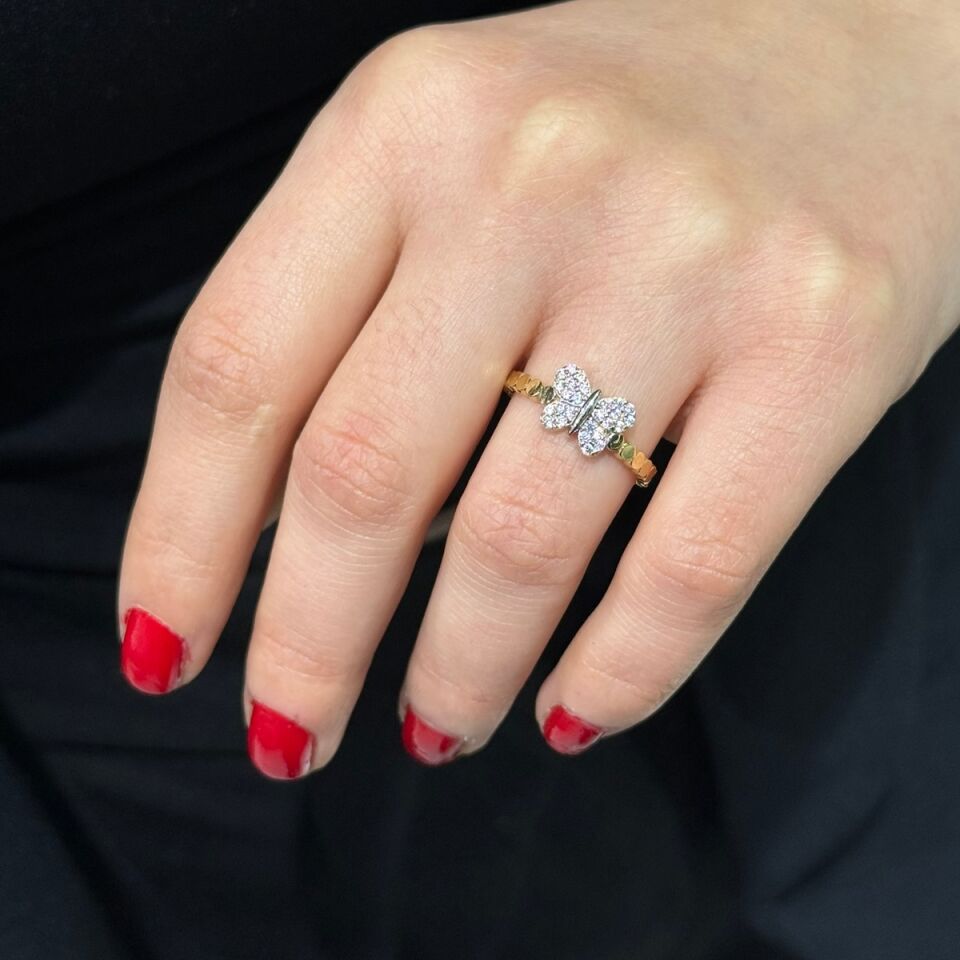 14 Ayar İtalyan Tasarım Kelebek Yüzük