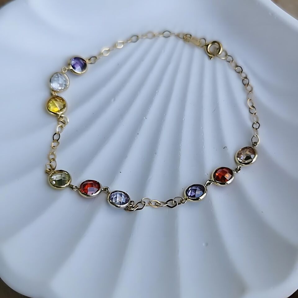 14 Ayar Renkli Taşli Altin Bileklik