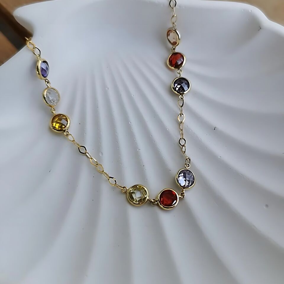 14 Ayar Renkli Taşli Altin Bileklik