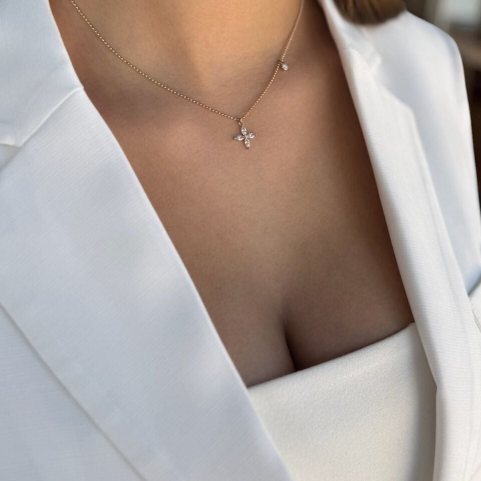 14 AYAR TOPTOP ZİNCİRLİ LOTUS KOLYE