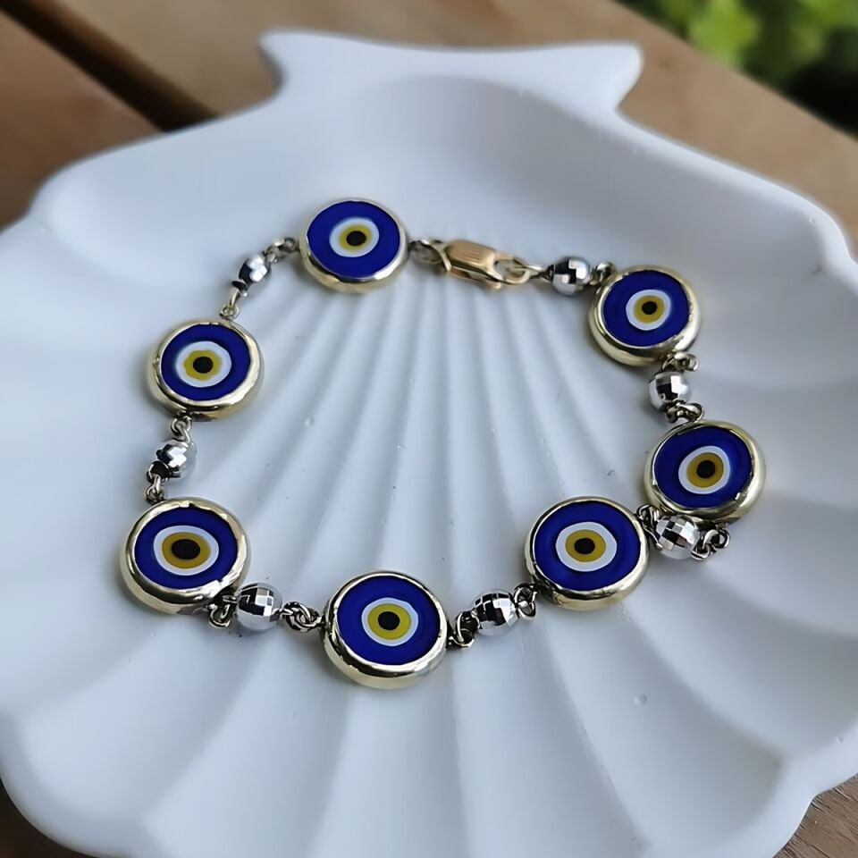 14 AYAR NAZAR BONCUKLU ALTIN BİLEKLİK