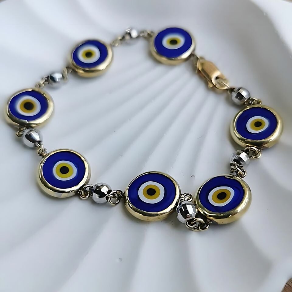 14 AYAR NAZAR BONCUKLU ALTIN BİLEKLİK