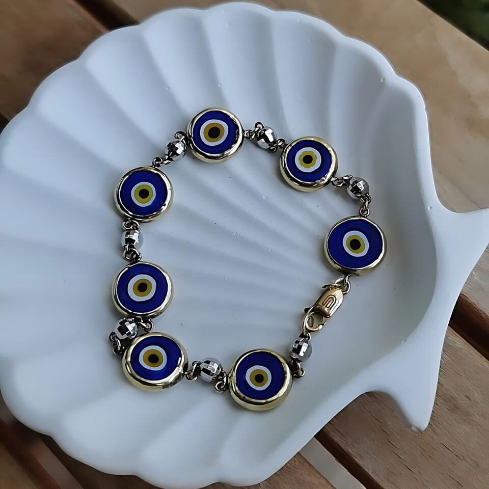 14 AYAR NAZAR BONCUKLU ALTIN BİLEKLİK
