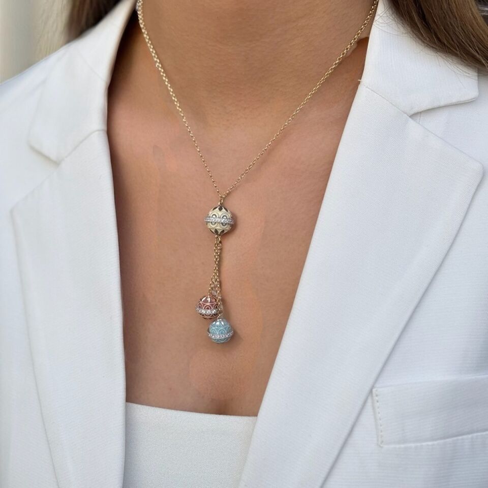 14 Ayar Mineli Top Tasarım Kolye