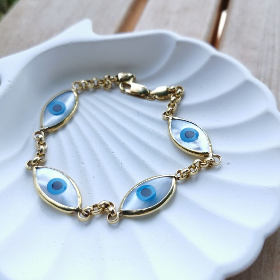 14 AYAR SEDEF GÖZ TASARIM ALTIN BİLEKLİK