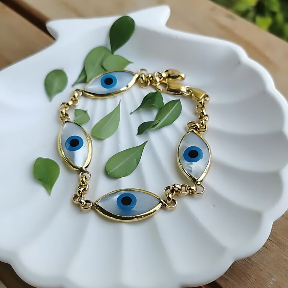 14 AYAR SEDEF GÖZ TASARIM ALTIN BİLEKLİK