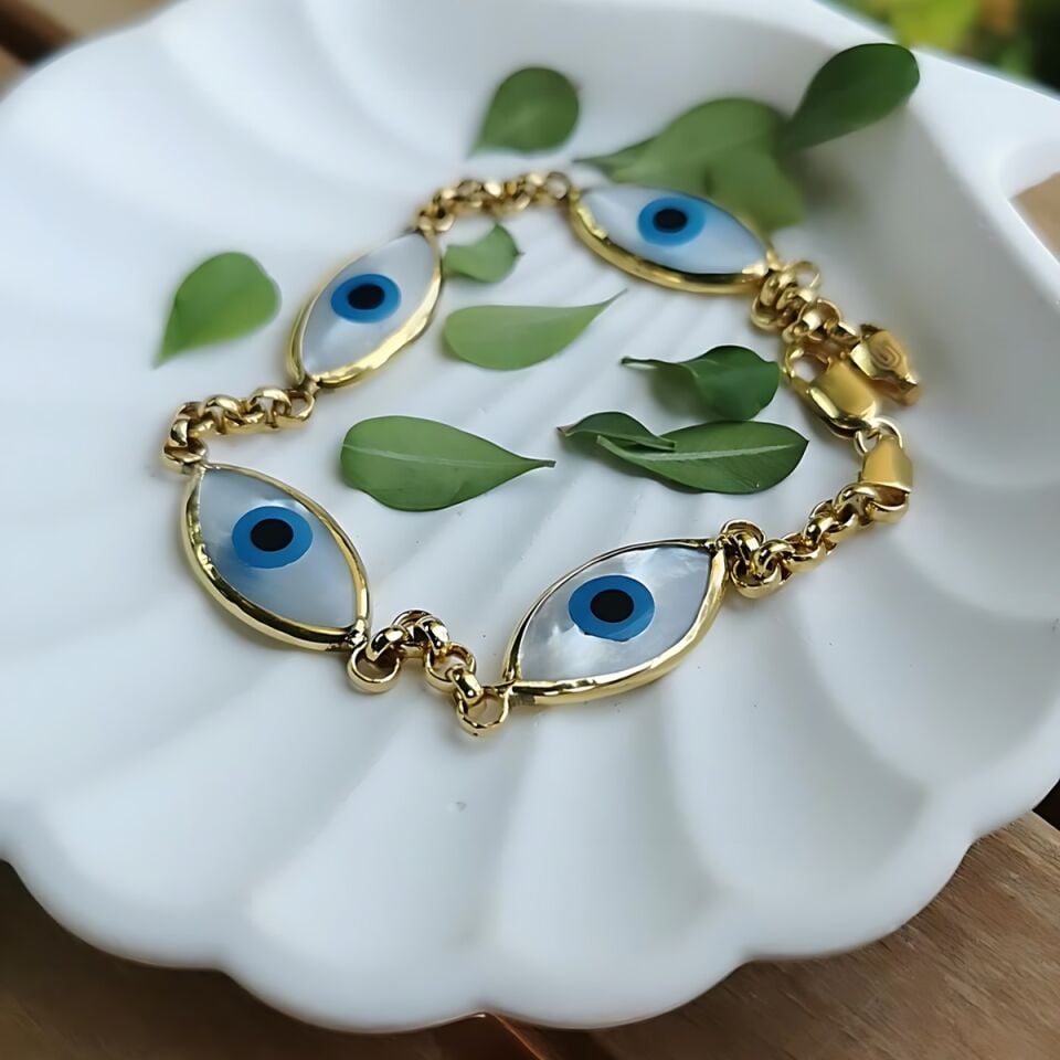 14 AYAR SEDEF GÖZ TASARIM ALTIN BİLEKLİK