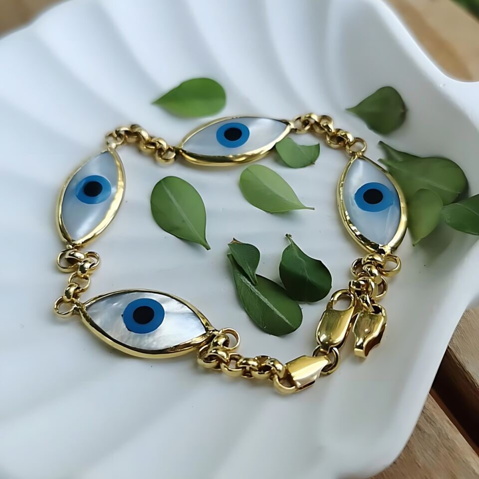 14 AYAR SEDEF GÖZ TASARIM ALTIN BİLEKLİK